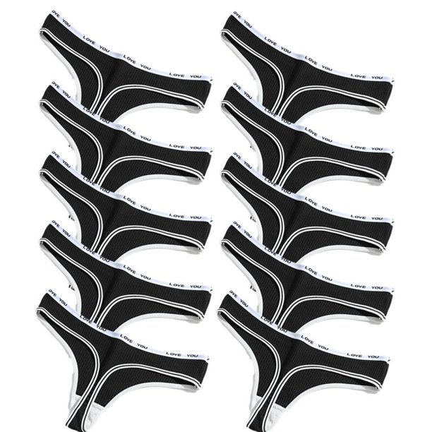 TrowBridge-Conjunto de Bragas para mujer, tangas sexys, lencería a rayas con letras, ropa interior suave y acogedora, ropa interior deportiva, 10 unidades