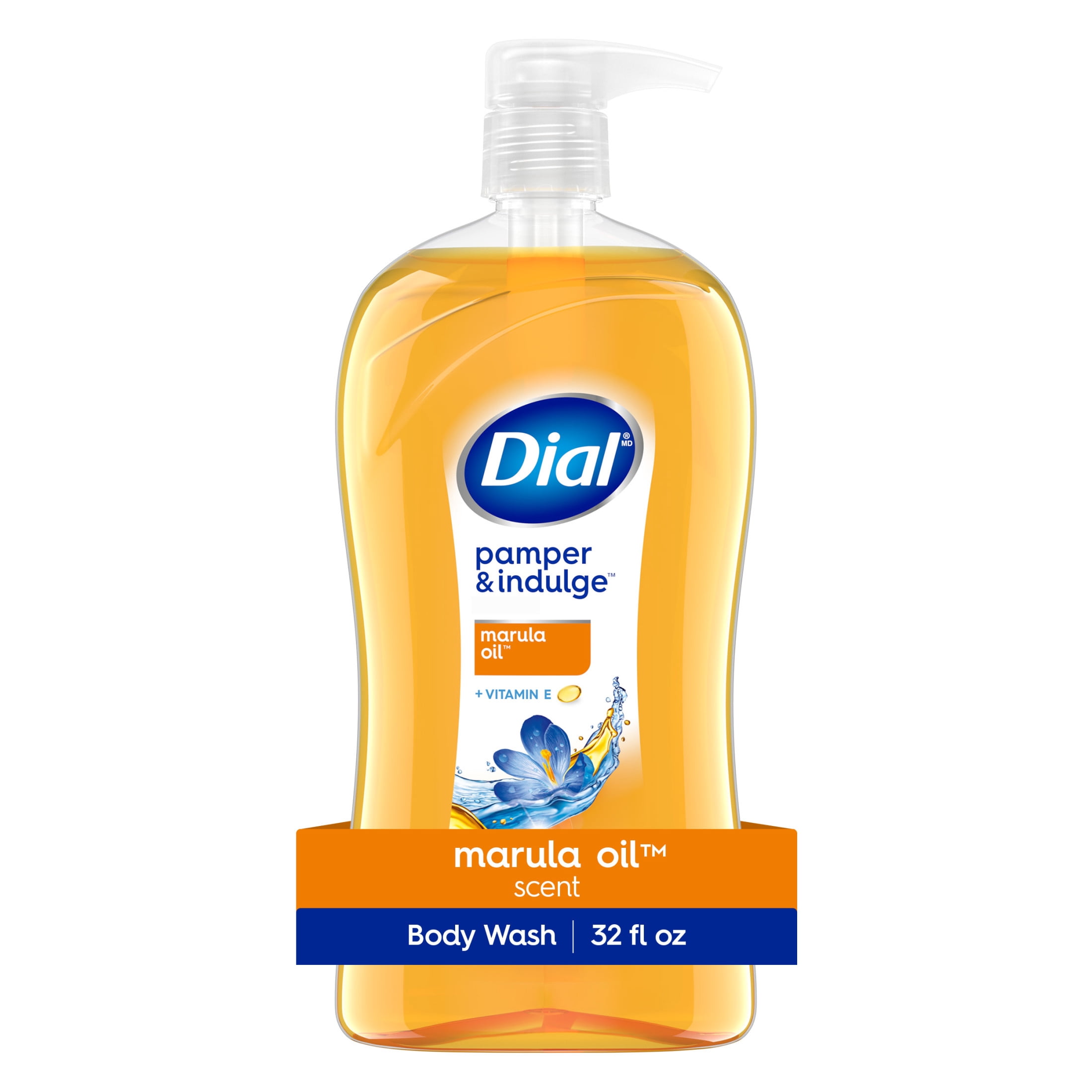 (2 pack) Dial Body Wash, Pamper & Indulge Marula Oil, 32 Fl Oz, Hydraclean Complex & Vitamin E, Gentle, Leaves Skin Feeling Nourished, Dermatologist-Tested, No Parabens & Sulfates