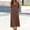 Brown, variant on Women Dresses Plain Loose Fitting Army Green Midi Tea-Length Twofer V-Neck Smocked Women'S Dresses,L