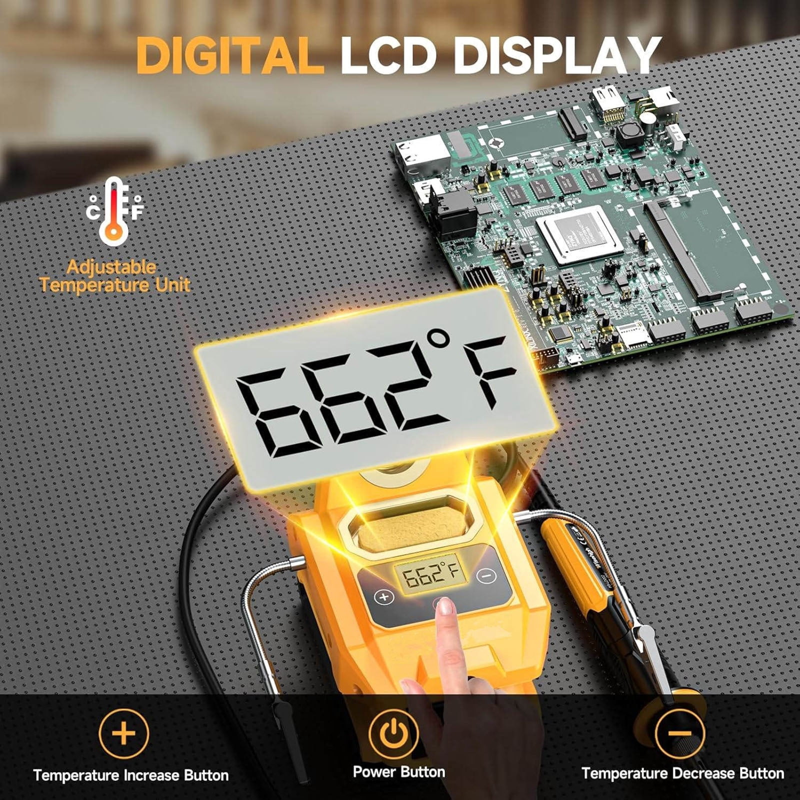JIAHAOO Cordless Soldering Iron Station Compatible with Battery Digital Display Adjustable Temperature with 2 Auxiliary Helpers