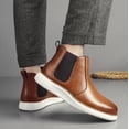 thumbnail image 4 of Men's Leather-Look Chelsea Ankle Boots, Casual Comfort Slip-On Boots with Lightweight Sole, Elastic Sides, 4 of 5