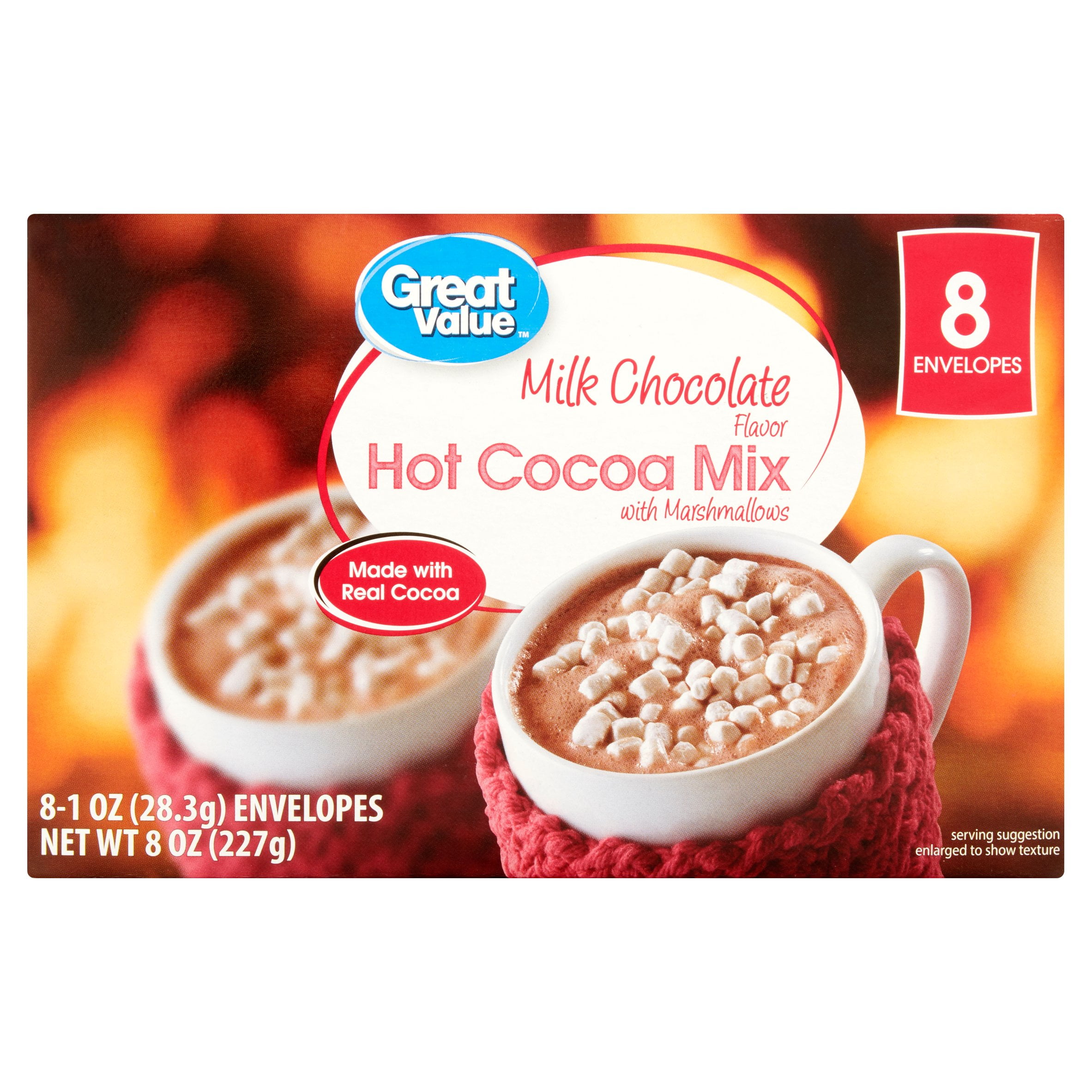 Great Value Milk Chocolate Flavor Hot Cocoa Mix 8 x 1 oz (8 oz) by Wal-Mart Stores, Inc.
