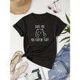 thumbnail image 1 of Camiseta de cuello redondo con estampado de gato, camiseta de manga corta casual para primavera y verano, ropa de mujer, 1 of 6