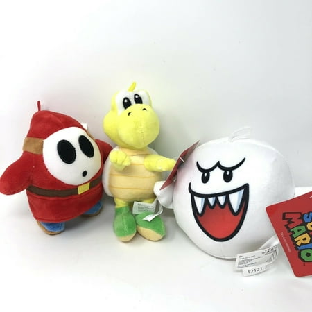 Set of 3 Super Mario - Ghost Boo, Shy Guy & Koopa Troopa Stuffed Plush 5”-6”