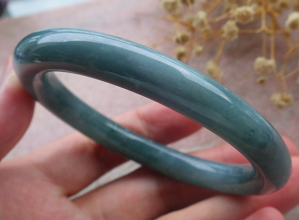 Icy Green Natural A JADE Jadeite Circle Bangle Bracelet 55 mm 680131 TN