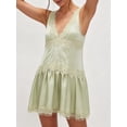 thumbnail image 5 of Women's Lace for Mini Dress Slip Dress V-Neck Summer Y2k Ruffle Hem Flowy Swing Boho Short Dresses Green XXL, 5 of 8
