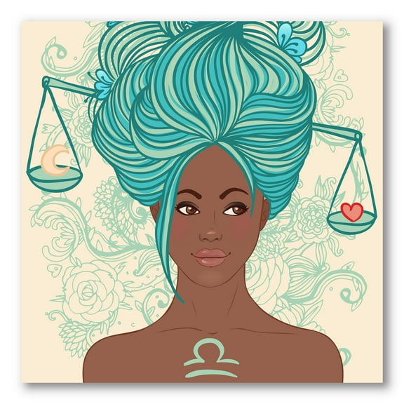 Designart ' Portrait of African American Woman With Blue Hair I ' Modern Canvas Wall Art Print