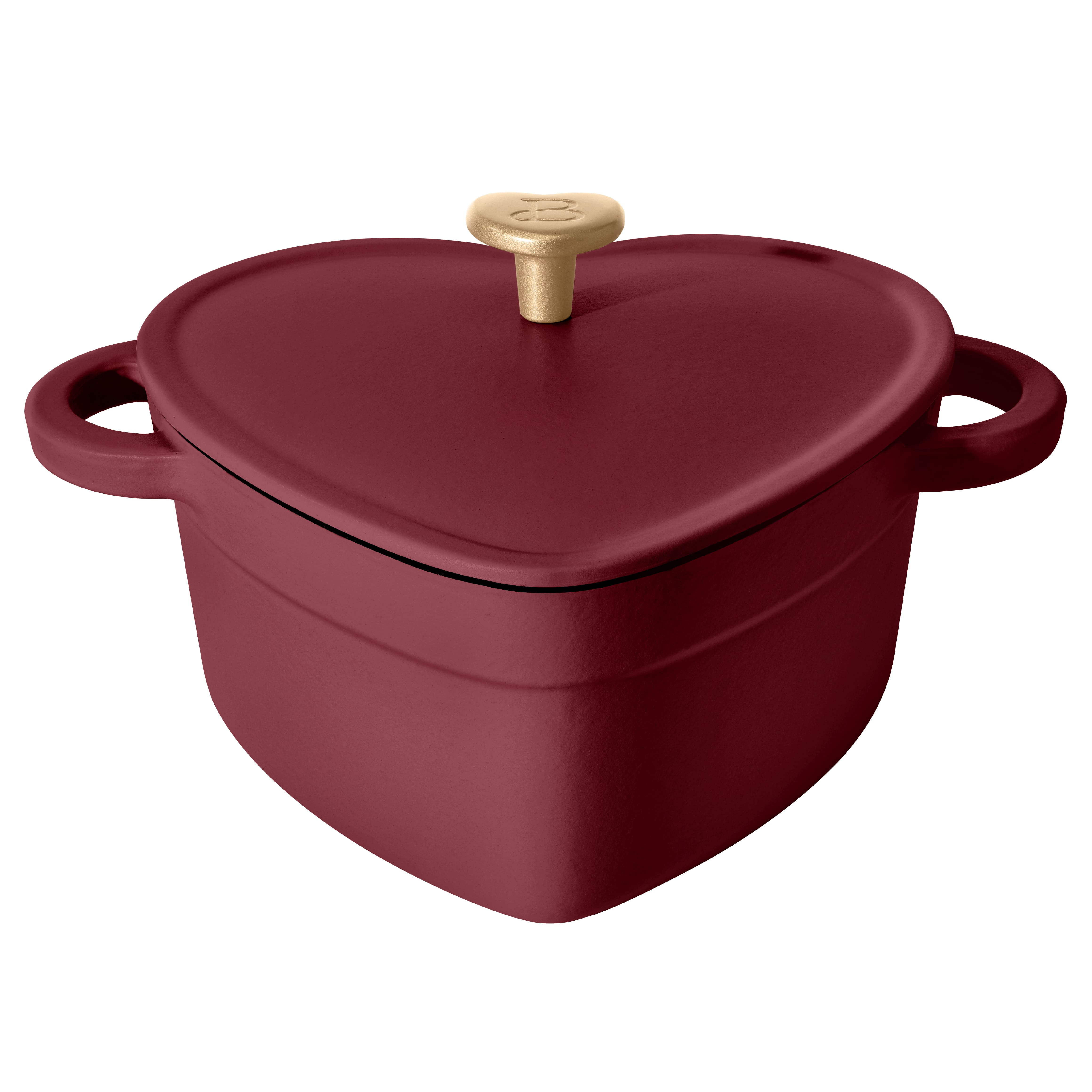 Beautiful 2QT Cast Iron Heart Dutch Oven, Merlot by Drew Barrymore