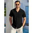 thumbnail image 3 of HAOMEILI Men's Casual Button Down Shirts Short Sleeve Textured Summer Beach Shirt with Pocket, 3 of 6
