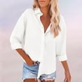 thumbnail image 2 of vigerkar Womens Button Down Shirts Long Sleeve Dress Linen Shirts Casual Collared Cotton Button Up Blouses Oversized Tops with Pockets White, XXL, 2 of 6