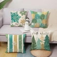 thumbnail image 5 of Hello Winter Vibes Pine Tree Decorative Throw Pillow Covers 20 x 20 Set of 4, Green Get Cozy Snowflake Stripes Porch Outdoor Home Decor, Christmas Let It Snow Seasonal Couch Cushion Case, 5 of 6
