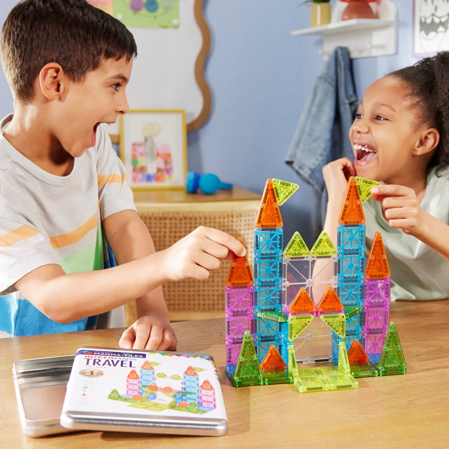 MAGNA-TILES® microMAGS Travel Set Deluxe 55-Piece Magnetic Construction Set, The Original Magnetic Building Brand