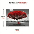 thumbnail image 2 of 1pc Tree Landscape Wall Art Canvas Lake Moon Painting Red And Black Scenery Picture, Modern Nature Artwork For Living Room Bedroom Bathroom Home Office Wall, No Frame 12x16inch 16x24inch, 2 of 4