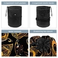 thumbnail image 3 of PhooArto Large Barrel Drawstring Makeup Bag, Peacock Feather Golden Pattern Travel Cosmetic Bag Portable Make Up Organizer Bag, 3 of 6