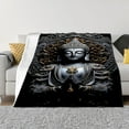 thumbnail image 4 of Buddha Printed Black Flannel Blanket, Soft And Warm Polyester Knitting Contemporary Blanket for Sofa, Bedroom, Travel And Office Nap, Mixed Color, Digital Printing, All Seasons, 4 of 4