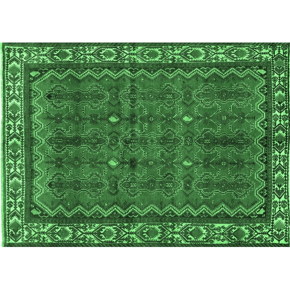 Ahgly Company Indoor Rectangle Persian Emerald Green Traditional Area Rugs, 8' x 12'