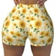 thumbnail image 2 of Fotbe Yellow White Plaid Sunflower Shorts Sin Costuras – Shorts Deportivos de Cintura Alta para Mujer, Elásticos para Gimnasio, Yoga, Running o Ciclismo-Medium, 2 of 8