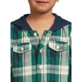 thumbnail image 4 of Wonder Nation Baby and Toddler Boys’ Flannel Shirt with Hood, Sizes 12 Months - 5T, 4 of 5
