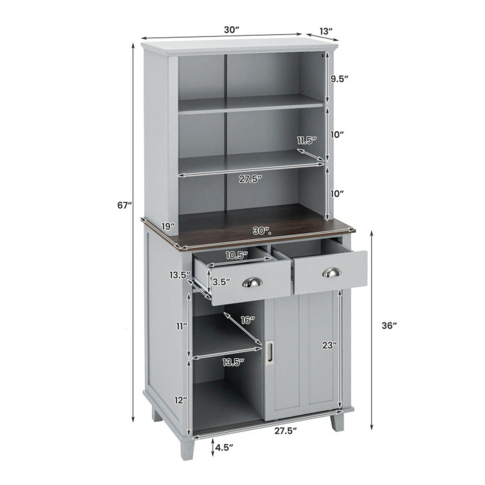 Finihen Kitchen Storage Cabinet, Buffet Sideboard, 67 inches Freestanding Kitchen Pantry Cabinet with Sliding Doors, for Dining Room, Kitchen, Living Room, Gray Finihen Kitchen Storage Cabinet, Buffet Sideboard, 67 inches Freestanding Kitchen Pantry Cabinet with Sliding Doors, for Dining Room, Kitchen, Living Room, Gray