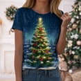 thumbnail image 2 of larppty Christmas Tshirts for Women 2025 Christmas Shirts Xmas Holiday Party Short Sleeve Pullover Tops (Blue, L), 2 of 6