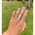 thumbnail image 4 of 925 Sterling Silver Long Boho Statement Ring – Handmade Hammered Wide Wrap Band, Adjustable Shiny Finish Bold Ring for Women, 4 of 9
