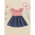 thumbnail image 5 of Aojekbee Toddler Girls Summer Dress Casual 4th of July Star Stripe Print Off-Shoulder Dress for Beach Party Cute Clothes, 5 of 10