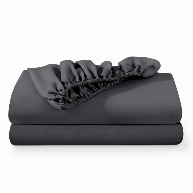 Bare Home 2-Pack Fitted Sheets - Premium 1800 Collection - Ultra-soft - Deep Pocket - Short Queen, Forged Iron Gray