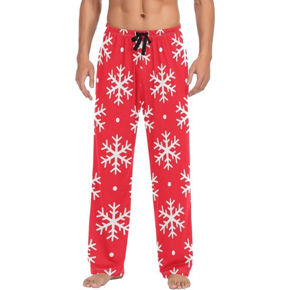 Red Christmas Snowflake Ghost Pajama Pants, Men's Lounge Pants Light with Drawstring and Pockets, Christmas New Year Birthday Father's Day Gifts, XX-Large
