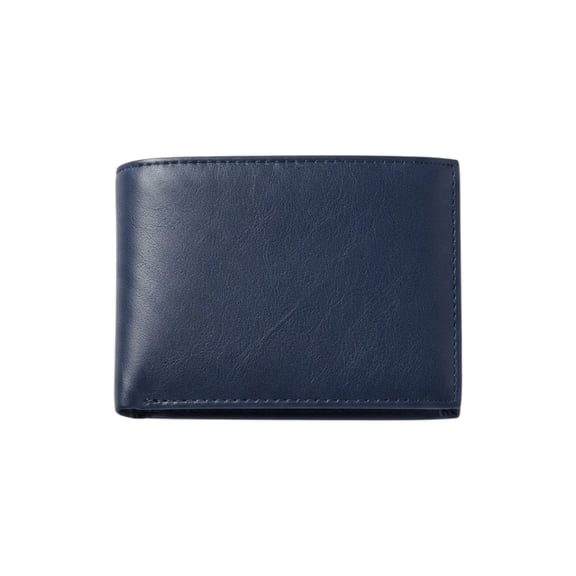 Men's Navy Blue Genuine Leather Bifold Wallet, Slim RFID Blocking Wallet with Multiple Card Slots, Cash Pocket & ID Window, Classic Leather Wallet for Men, Everyday Pocket Wallet Gift
