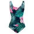 thumbnail image 2 of Aayomet Maillot de Bain Femme Résistant au Chlore Col Carré une Pièce, Bleu m, 2 of 4