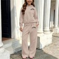 thumbnail image 2 of sususu Girls Letter Hoodie And Pants Set Casual For Everyday Wear, 2 of 7