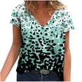 thumbnail image 2 of ICHUANYI Clearance Women V-neck Floral Print T- Fashion Comfortable Female Blouses Tops(Green, L) ICHUANYI WER2023081201297, 2 of 5