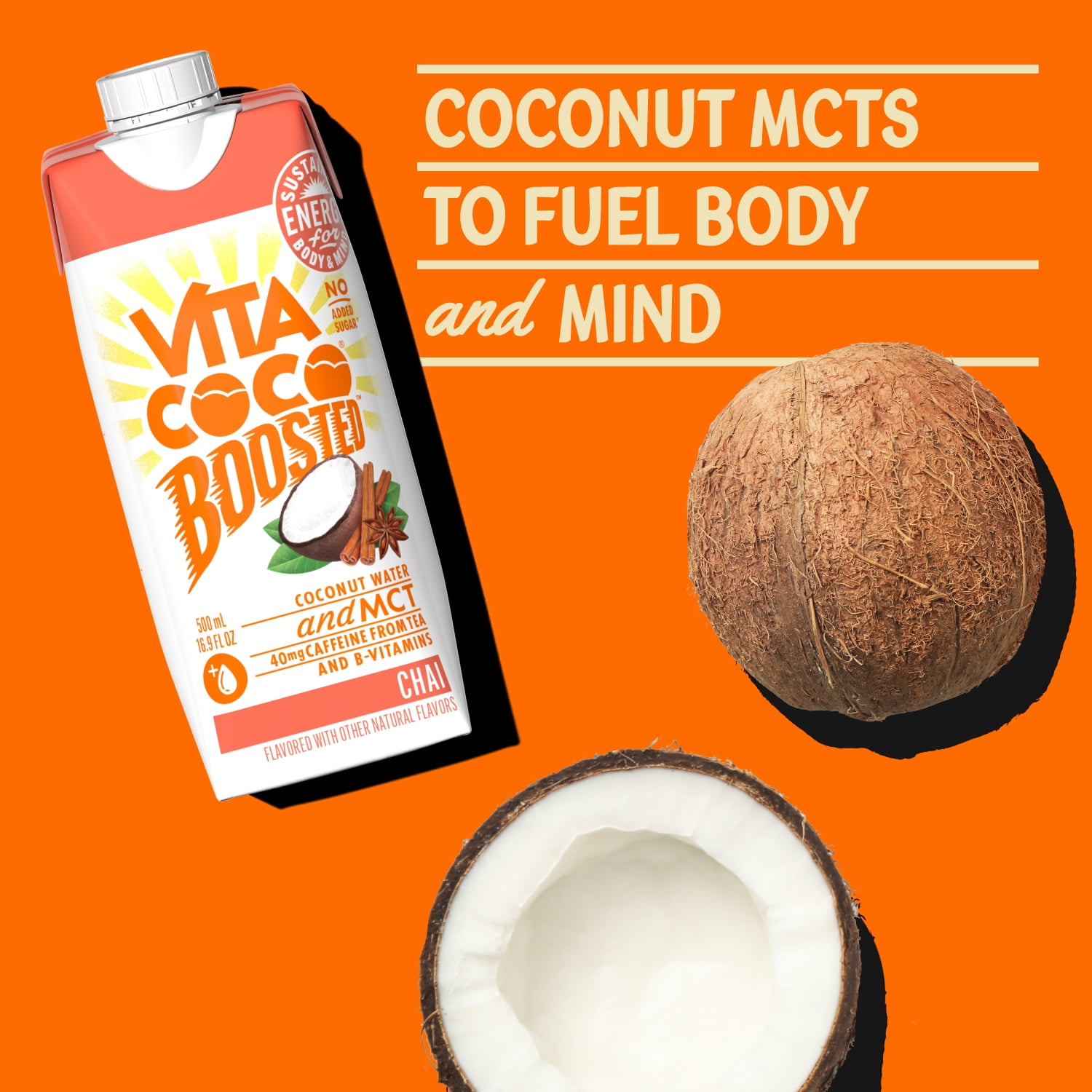 Vita Coco Boosted Coconut Water, Chai, 16.9oz Tetra