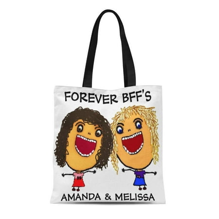 ASHLEIGH Canvas Tote Bag Girls Cartoon Best Friend Bffs Blonde and Funny Humor Reusable Handbag Shoulder Grocery Shopping