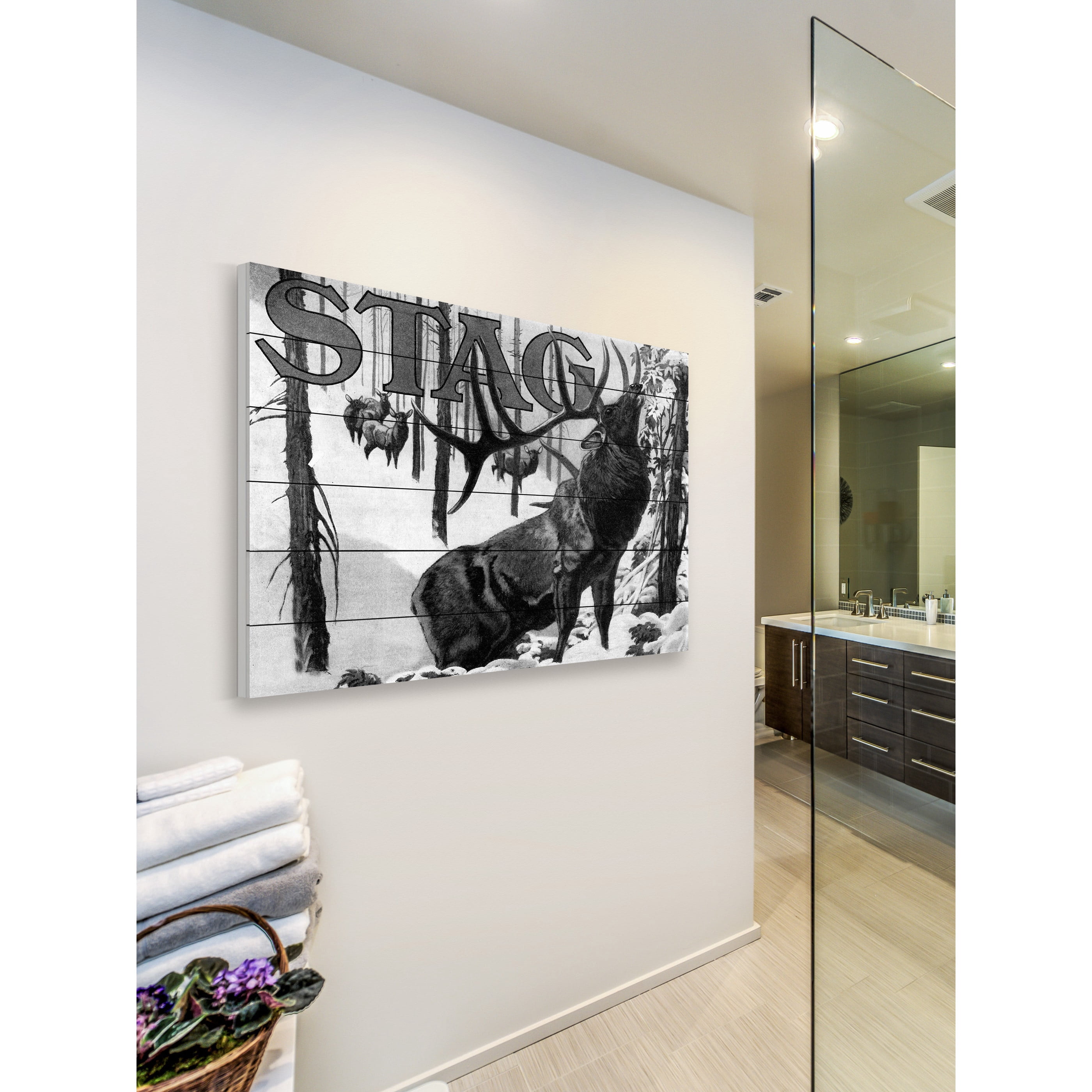 Marmont Hill "Stag" Painting Print on White Wood