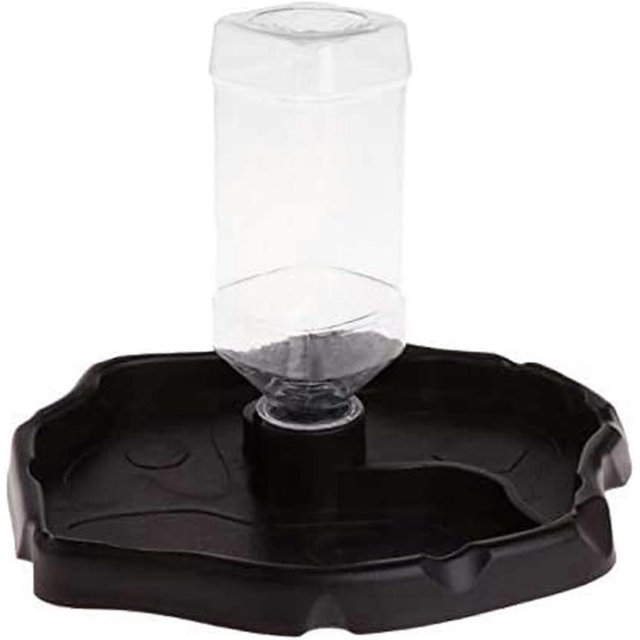 Reptile Water Bottle, Turtle Food and Water Bowl Automatic Feeders Turtle Waterer Dispenser Bottle Dish for Chameleon Lizard (No Bottle)
