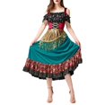 thumbnail image 3 of Women's Gypsy Fringe cost-ume Dress Set – Versatile Halloween Party Outfit for Women in Sizes M to XL, Elegant Stage Performance Wear with Gold Tassel Details, 3 of 8