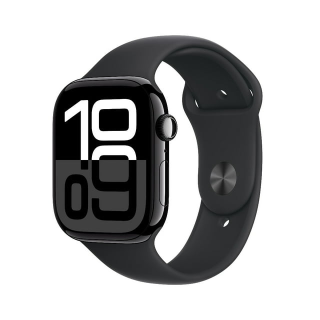 Restored Apple Watch Series 10 (GPS + Cellular) Smartwatch Aluminum Case with Black Sport Band Open Box