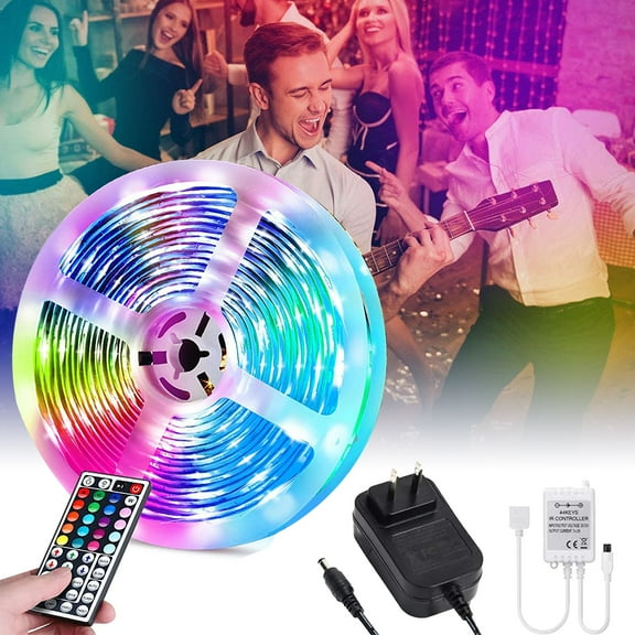 TYNZEO Led Strip Lights Color Changing 16.4ft Flexible 3528 RGB Led Lights Kit with Power Supply and 44 Keys Remote