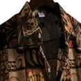 thumbnail image 4 of Lumtrix Men's Cotton Linen Vintage Pattern Printed Old Style Shirt Casual Short Sleeve Button Down Retro Shirts Brown 2XL, 4 of 7