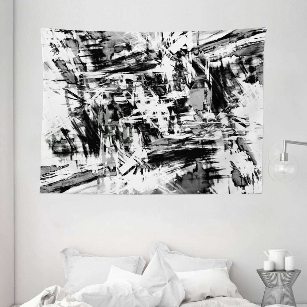 Black and White Decorations Tapestry, Old Grunge Style