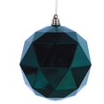 thumbnail image 1 of 4.75 in. Midnight Green Shiny Geometric Christmas Ornament Ball - 4 per Bag, 1 of 1