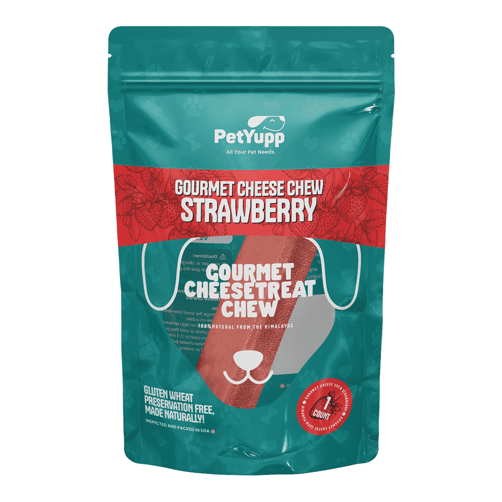 PetYupp Himalayan Yak Cheese Dog Chew, Strawberry, Large, 1 Count, Long Lasting Yak Chew for Dogs, Grain Free, Rawhide Free