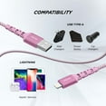 thumbnail image 3 of iHome 6FT Durastrain Ltng to USB-A Nylon Cable with Wrap- Pink, 3 of 7