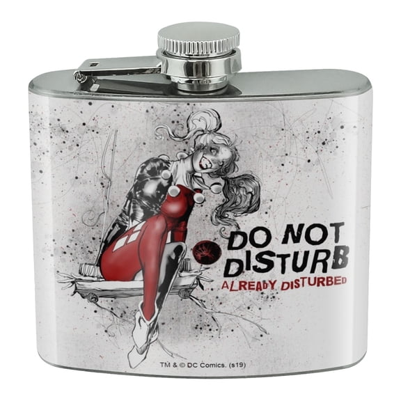 Harley Quinn Already Disturbed Stainless Steel 5oz Hip Drink Kidney Flask
