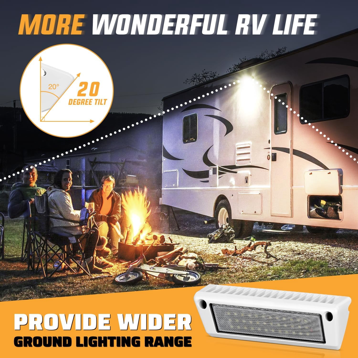 Nilight RV Exterior Light 2Pcs 9" Porch Lights Flood Beam 12V 24V LED Scene Cargo Lighting White Aluminum Housing for RVs Trailers Travel Campers Truck