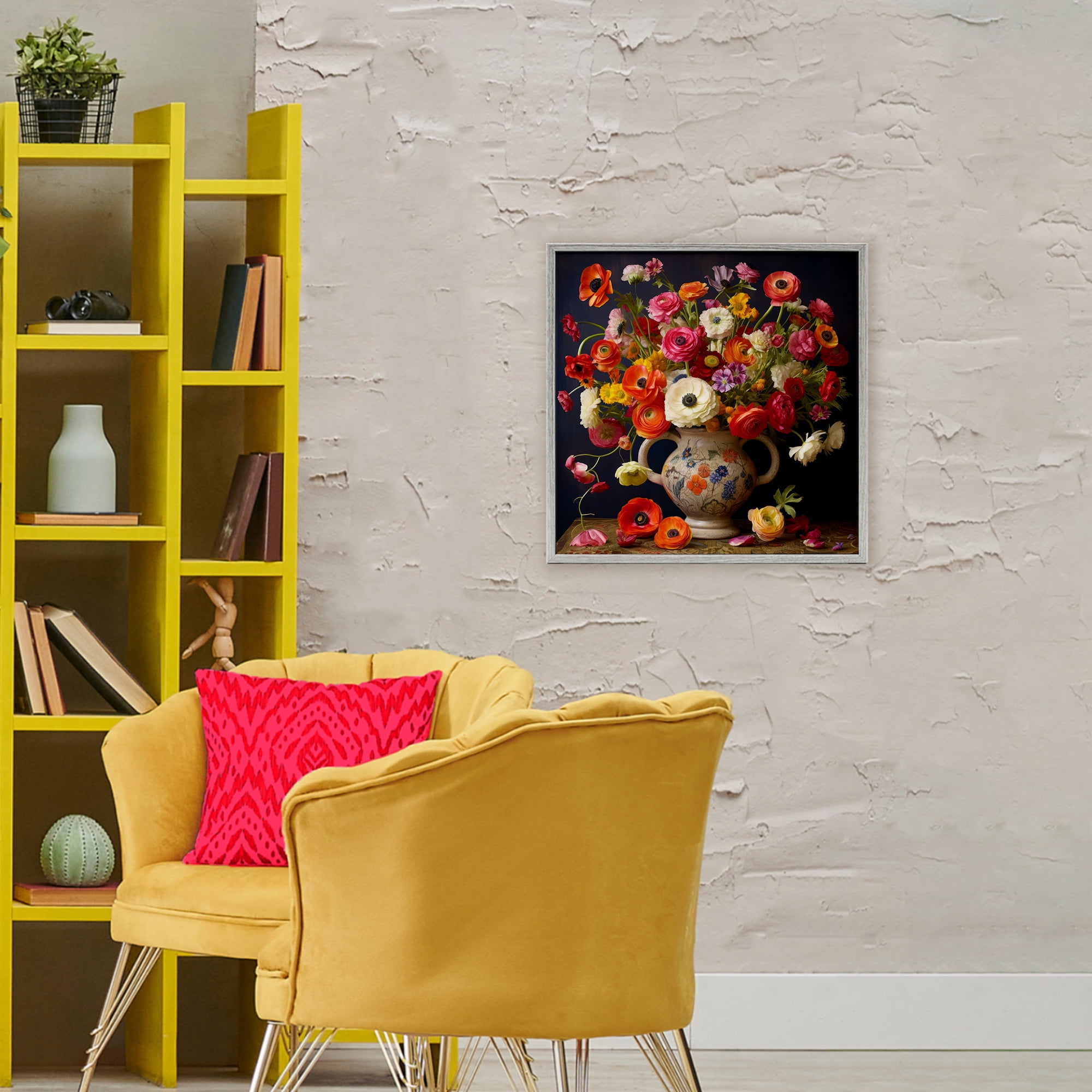 Stupell Industries Harmonious Bouquet Composition Gray Framed Giclee Art, design by Lazar Studio