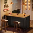 thumbnail image 3 of Tribesigns Bar Table, Industrial Home Bar Unit with 3 Storage Shelves, 55-Inch Rectangle Wooden Counter Height Table Wine Cabinet for Home Kitchen Pub, Brown and Black, 3 of 11