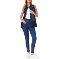 thumbnail image 2 of INSPIRE CHIC Women's Denim Vest Sleeveless Button Down Mid Length Casual Jean Vest Deep Blue XL, 2 of 6
