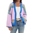 thumbnail image 2 of Long Sleeved Fall V-neck Colorful Striped Print Casual Knit Cardigan Coat, 2 of 7